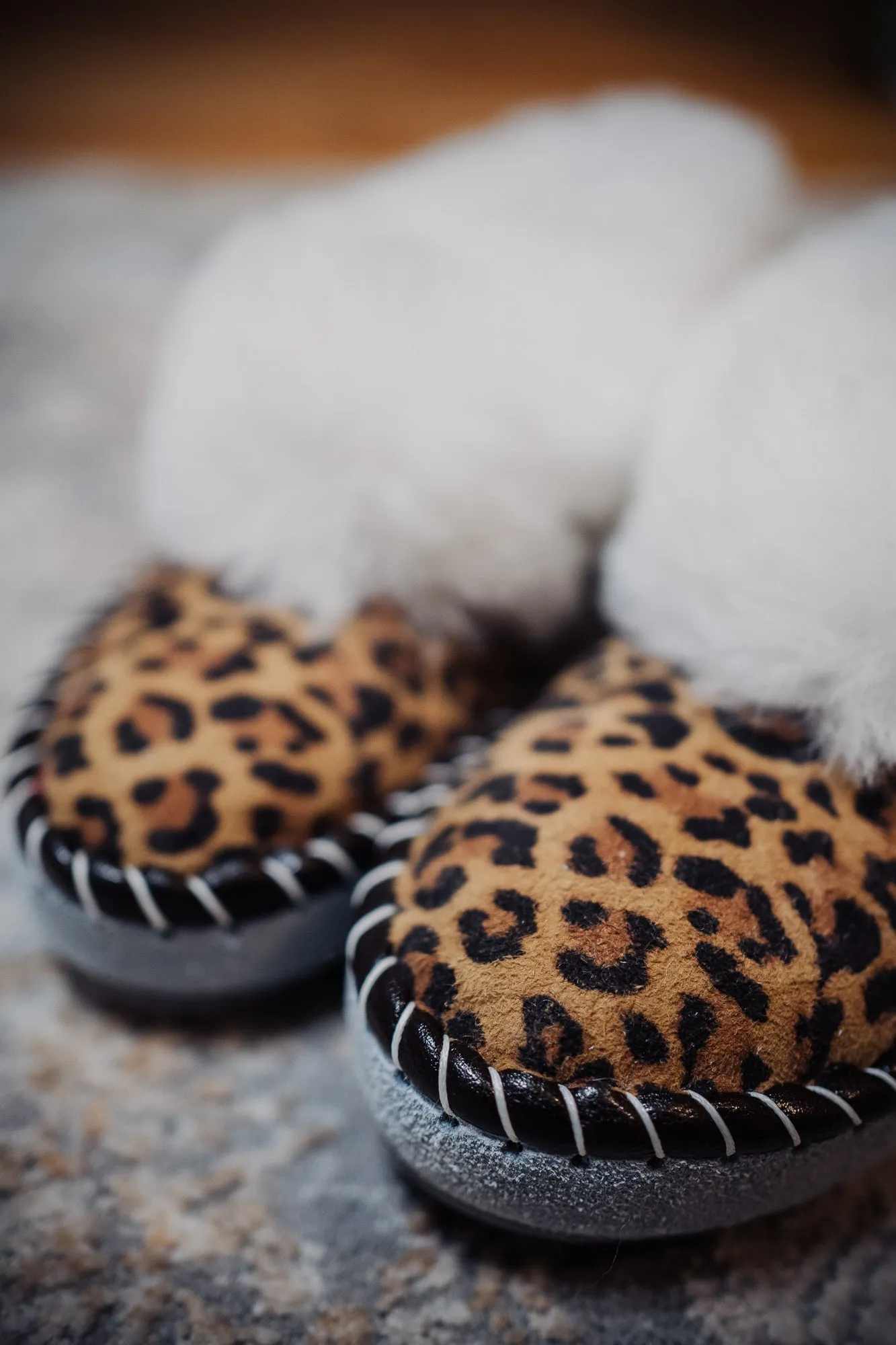 Sheepskin Slippers leopard pattern