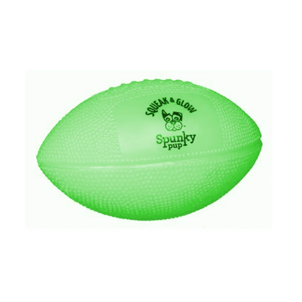 Squeak and Glow Rubber Football Dog Toy