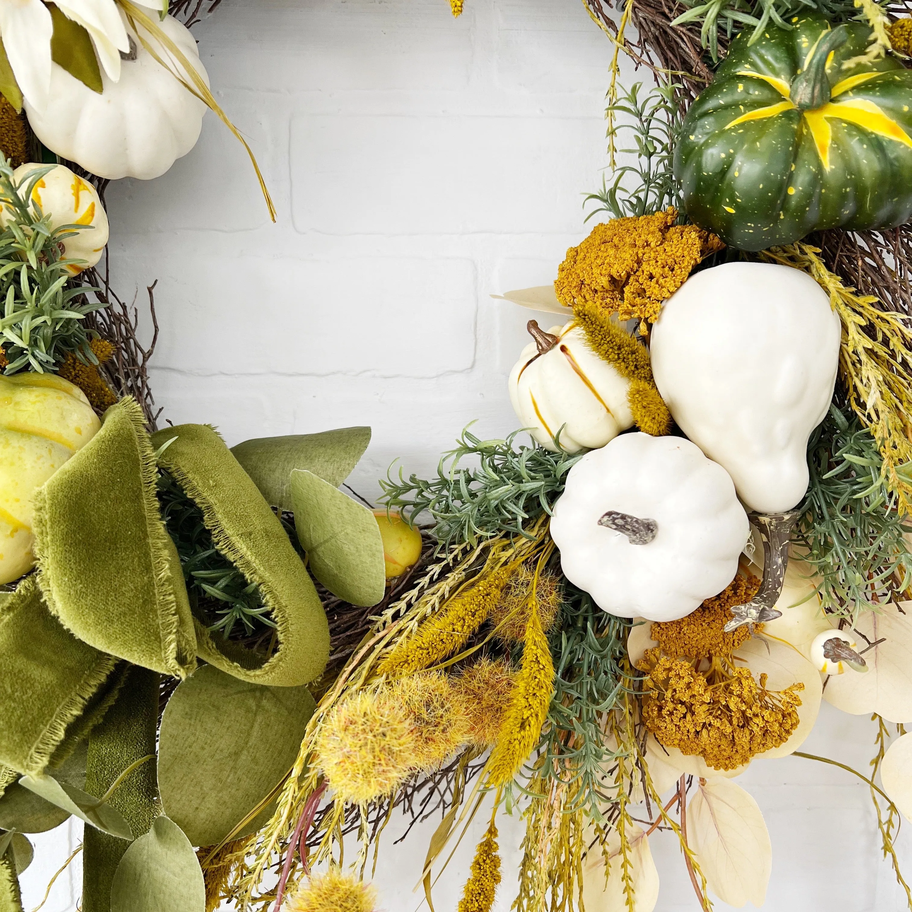 Sunflower, Eucalyptus and Pumpkin Fall Door Wreath