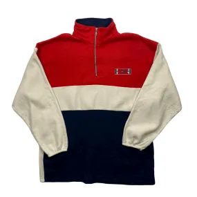 Vintage 90s White, Red   Navy Blue Nike Quarter Zip Fleece - Extra Large